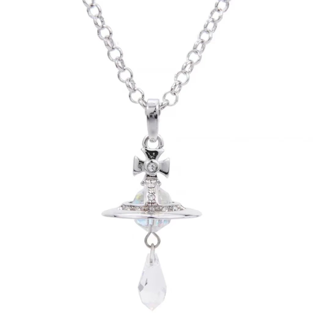 Vivienne Westwood Orb Gold Clear Crystal Pendant Necklace