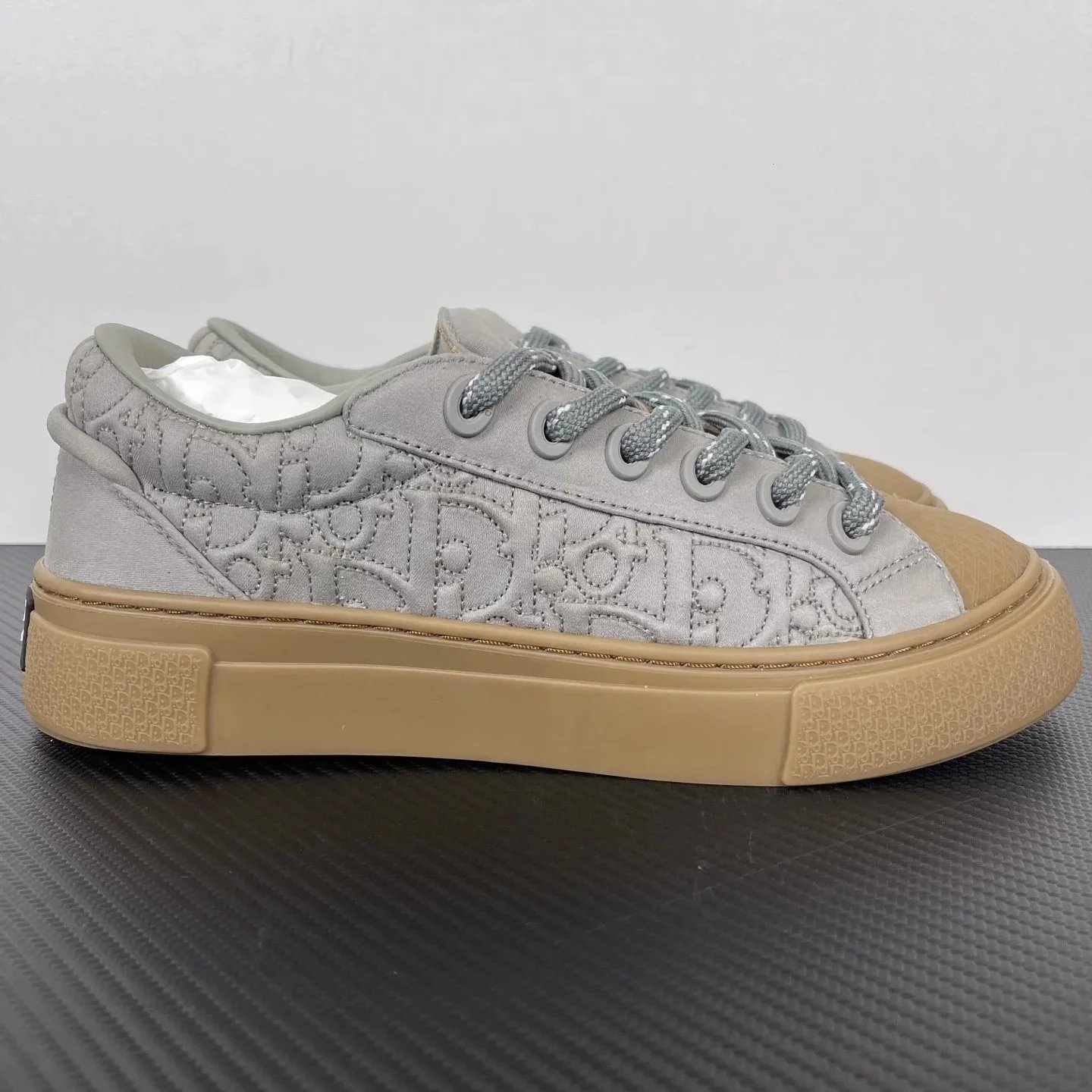Dior B23 Gray Monogram Embroidered Low Top Sneakers