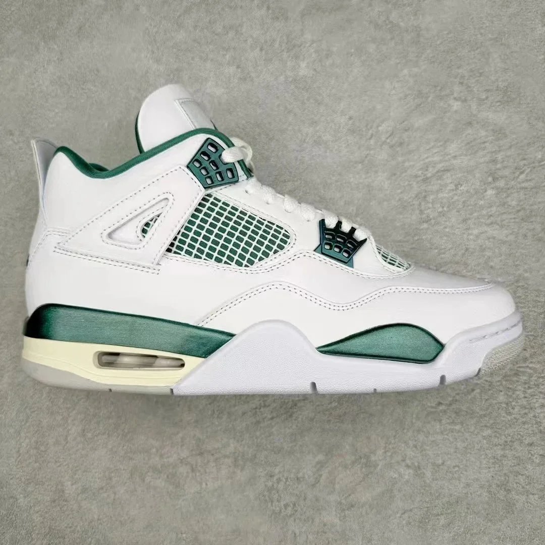 Nike Air Jordan 4 Green White Black Retro Basketball Sneakers