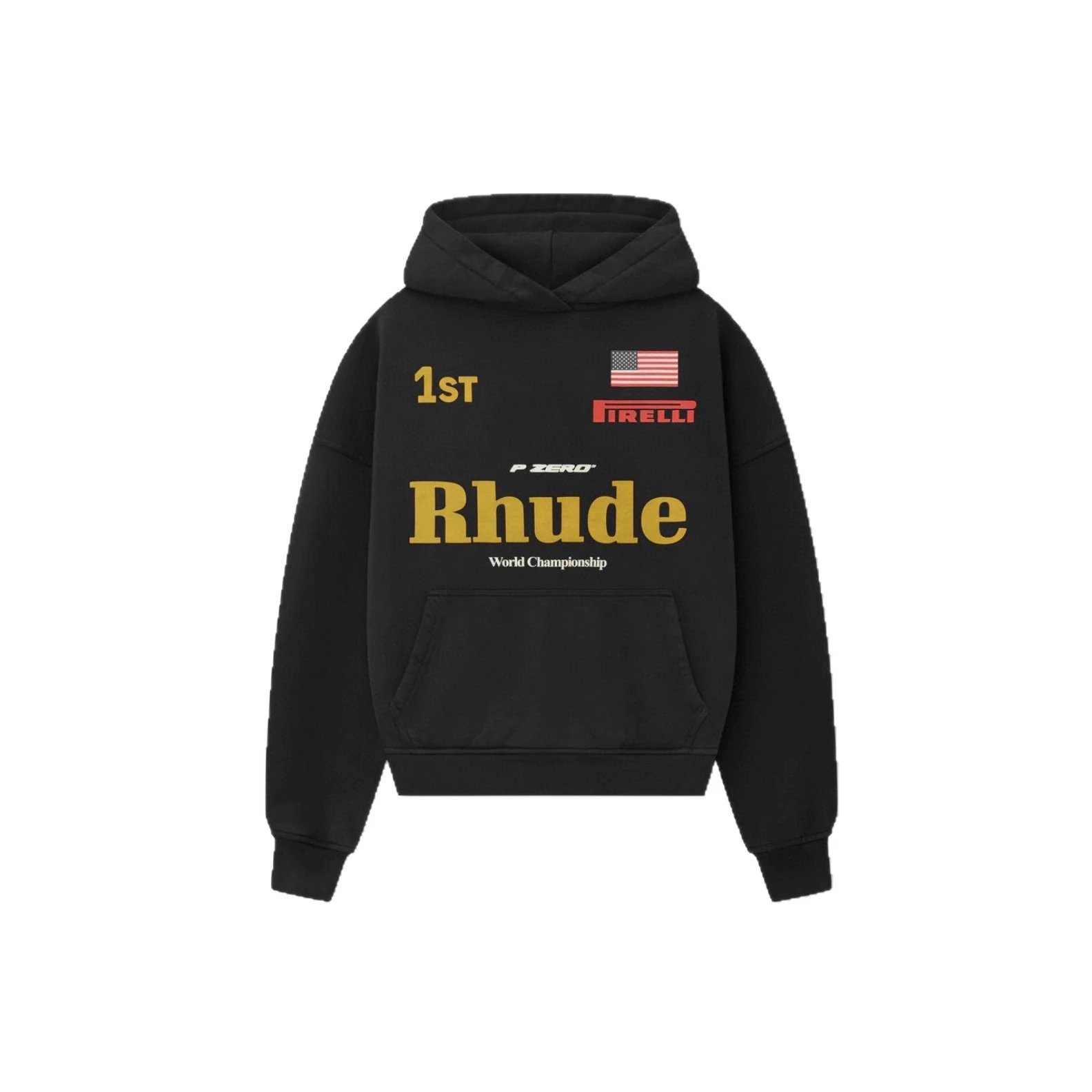 Rhude P Zero Black Oversized Hoodie