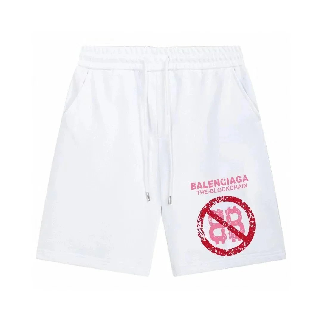 Balenciaga Shorts Elastic-Waist Drawstring Logo-Print — 26