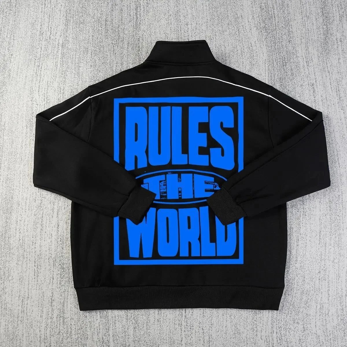 Black Track Jacket and Pants Set Rules The World Graphic Sportswear