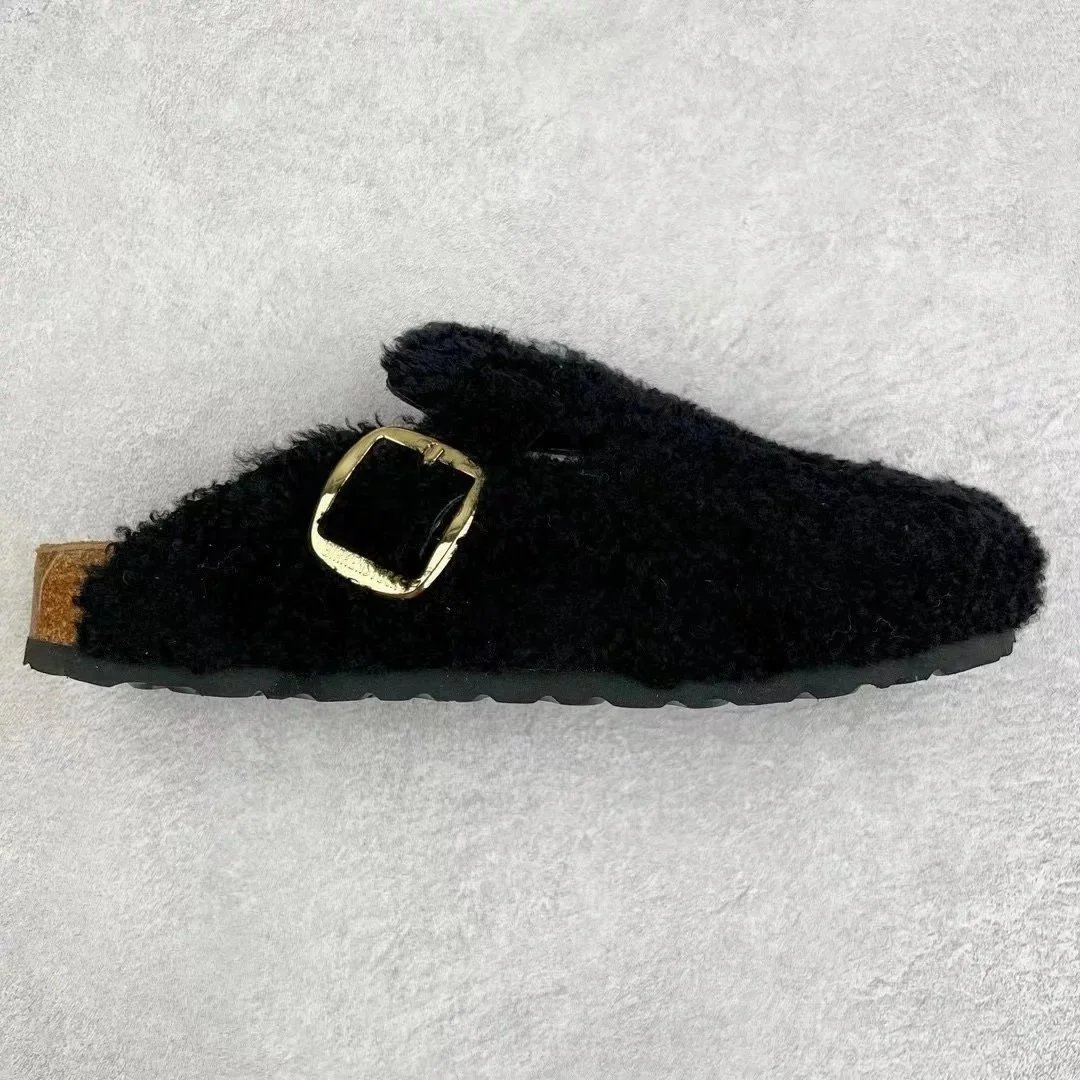 Unbranded Slippers Fleece Buckle — black