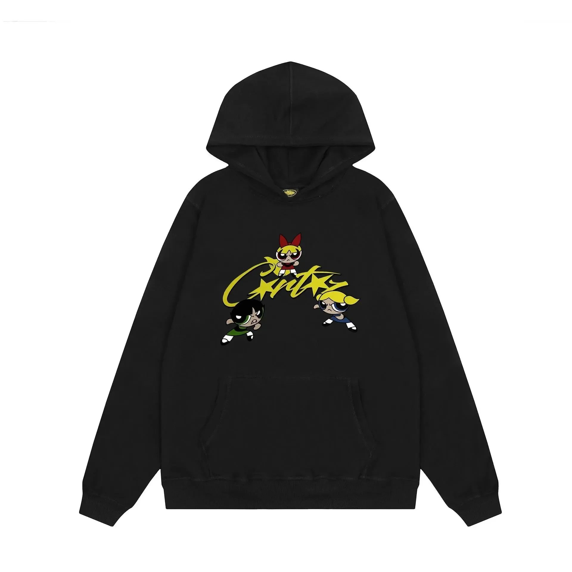 Powerpuff Girls Graphic Hoodie Gray Light Blue Black Streetwear