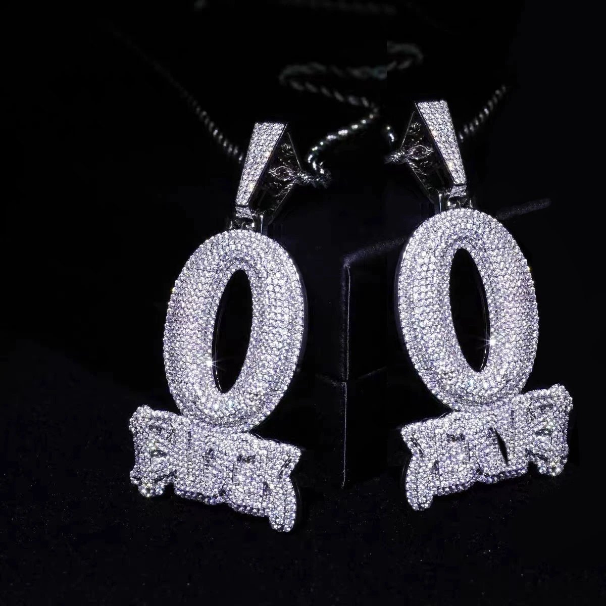 Ting Jie Ice Out Ooh Flock Pendant Necklace Rose Gold Silver Hip Hop