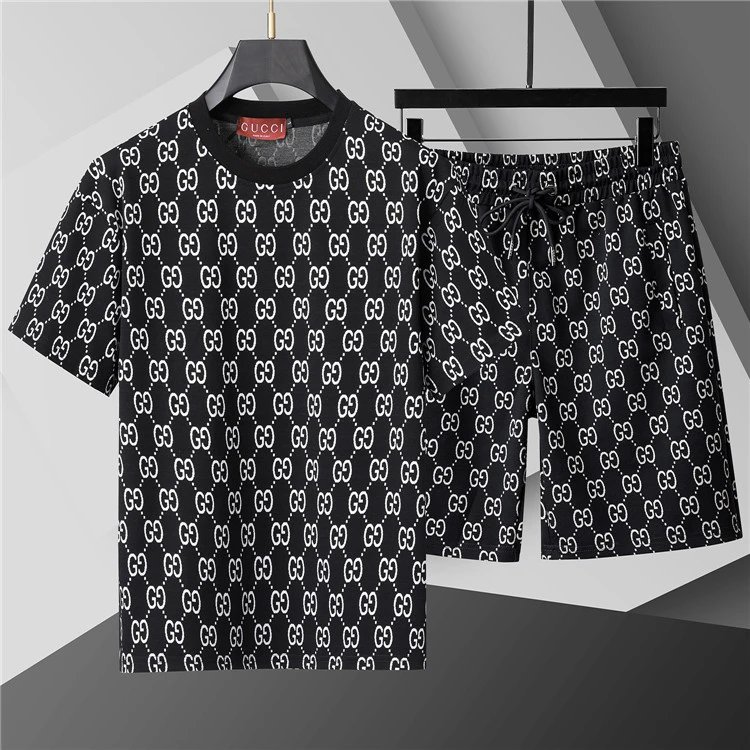 Louis Vuitton Monogram Black White Checkered Chain Print Casual Set