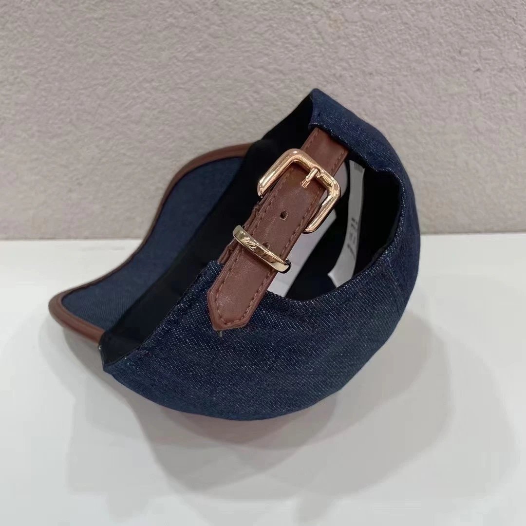 Miu Miu Denim Navy Brown Embroidered Baseball Cap