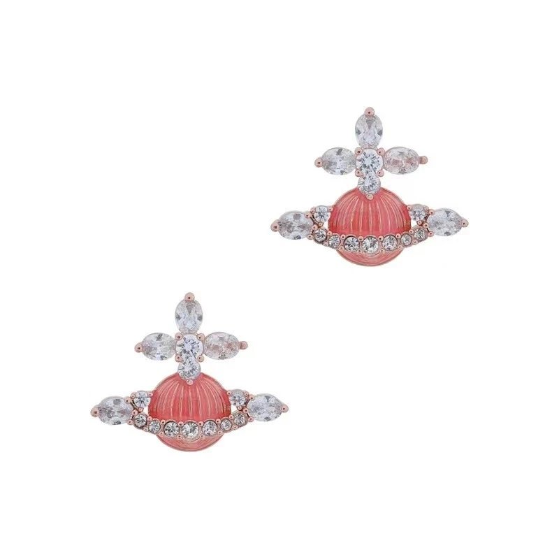 Vivienne Westwood Orb Green Enamel Crystal Earrings