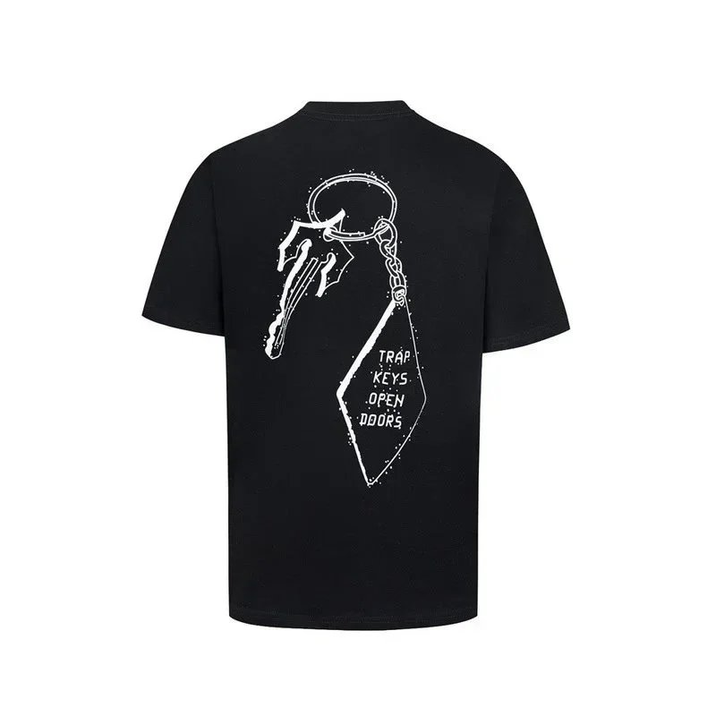White Black Graphic Print Keychain Motif T-Shirt