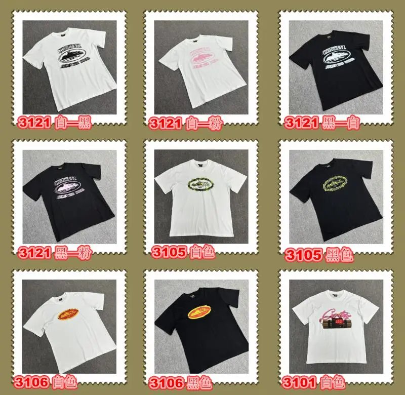Graphic Print T-Shirt 3121 White Black Pink Casual