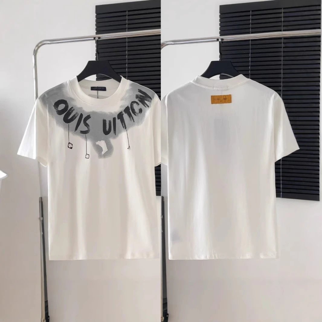 Louis Vuitton Graphic Print White Black Casual T-Shirt