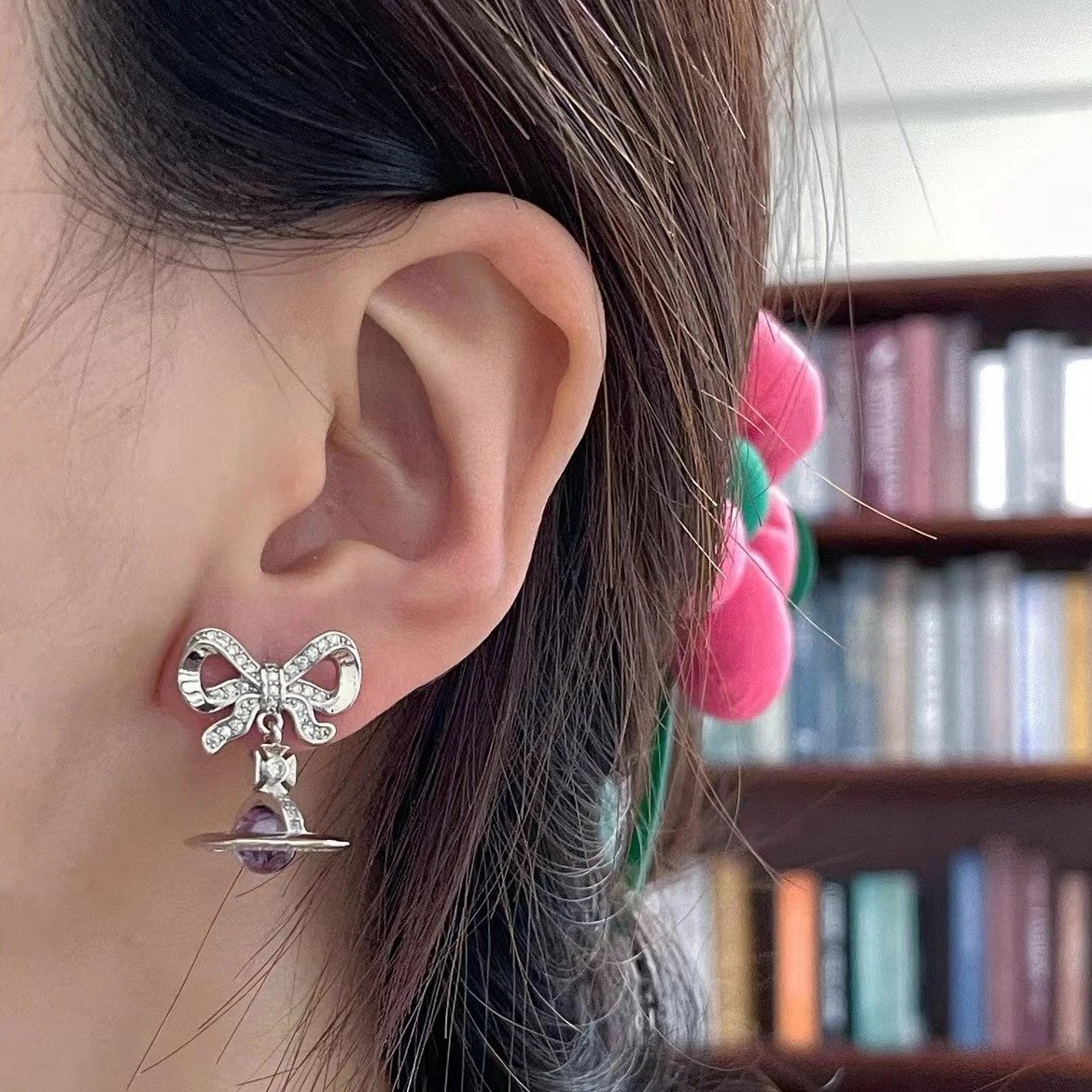 Vivienne Westwood Orb Bow Gold Crystal Earrings