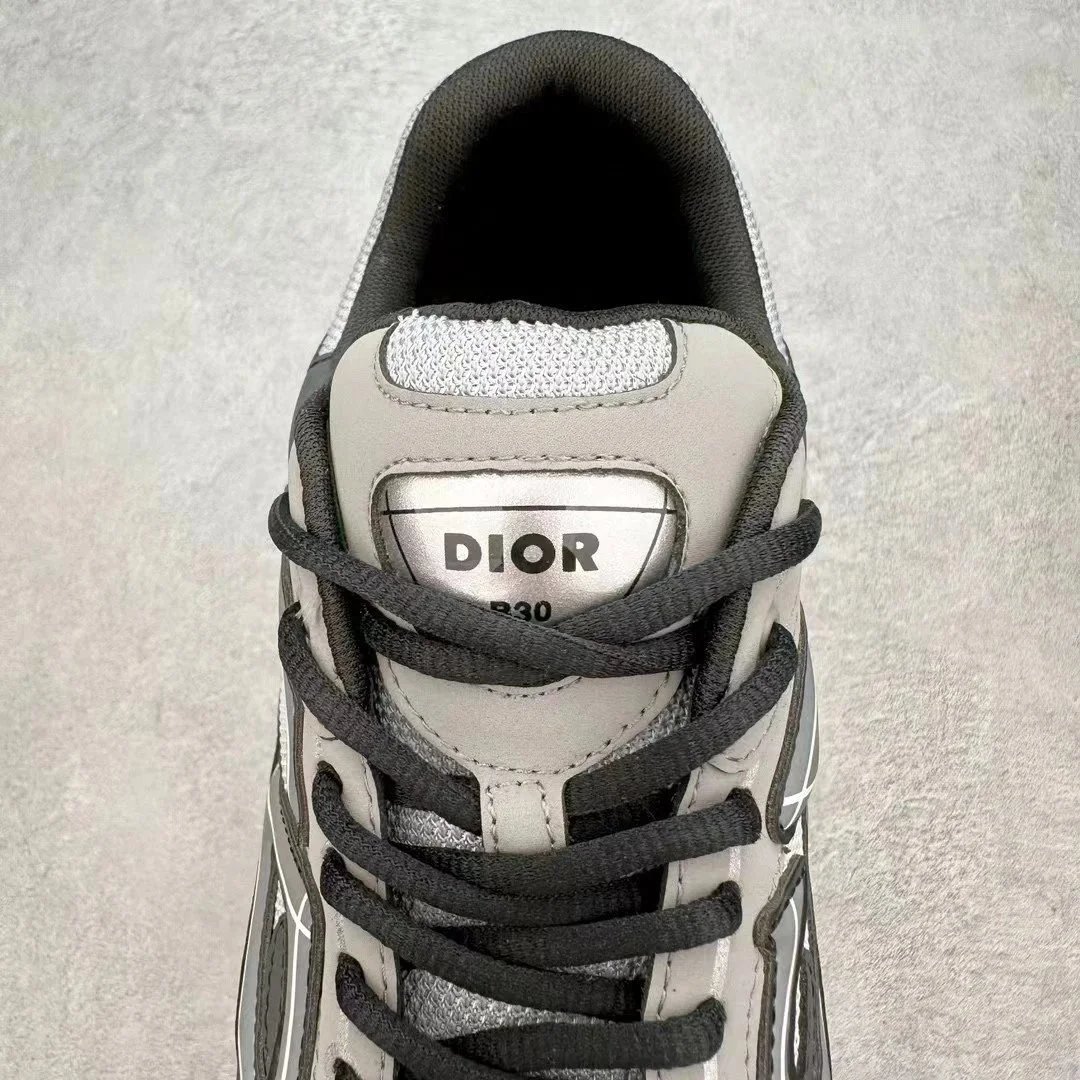 Dior B23 Gray Black Mesh Leather Sneakers