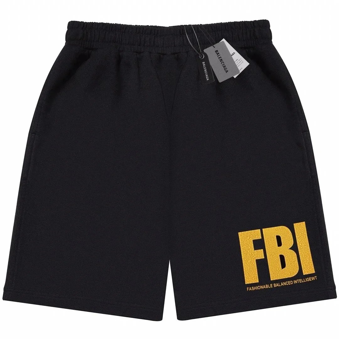 Balenciaga Shorts Elastic-Waist Drawstring Logo-Print — 33