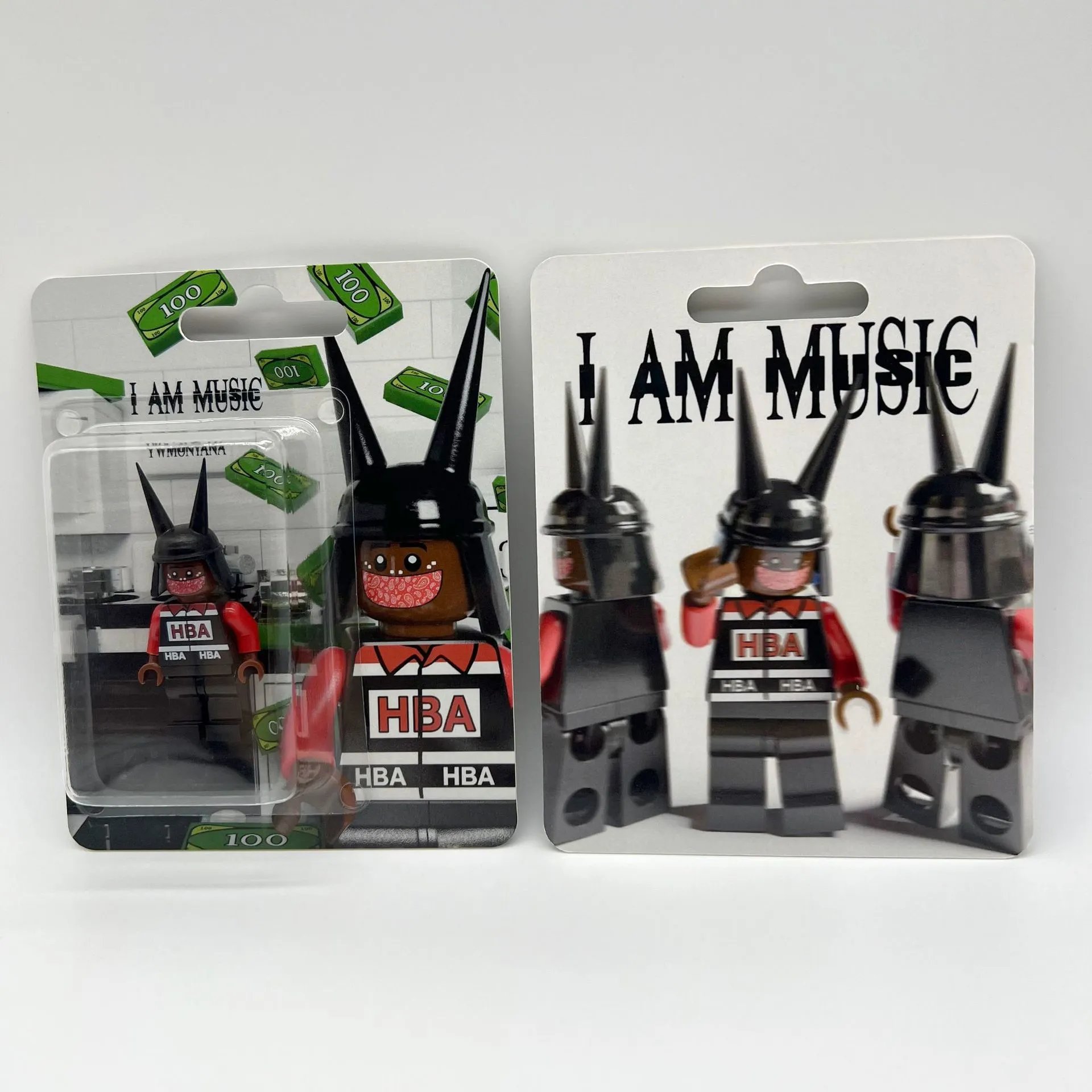 HBA Minifigure Black Spike Helmet Red Armored Style