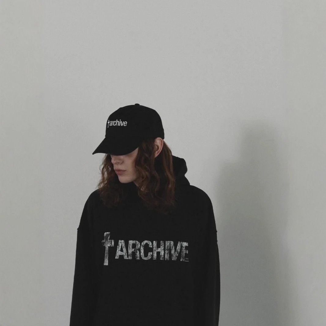Archive Black Distressed Oversized Hooded Sweatshirt