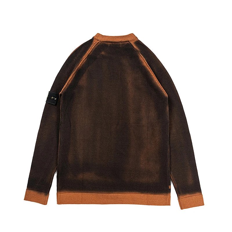 Stone Island Patch Brown Orange Gradient Crewneck Sweater
