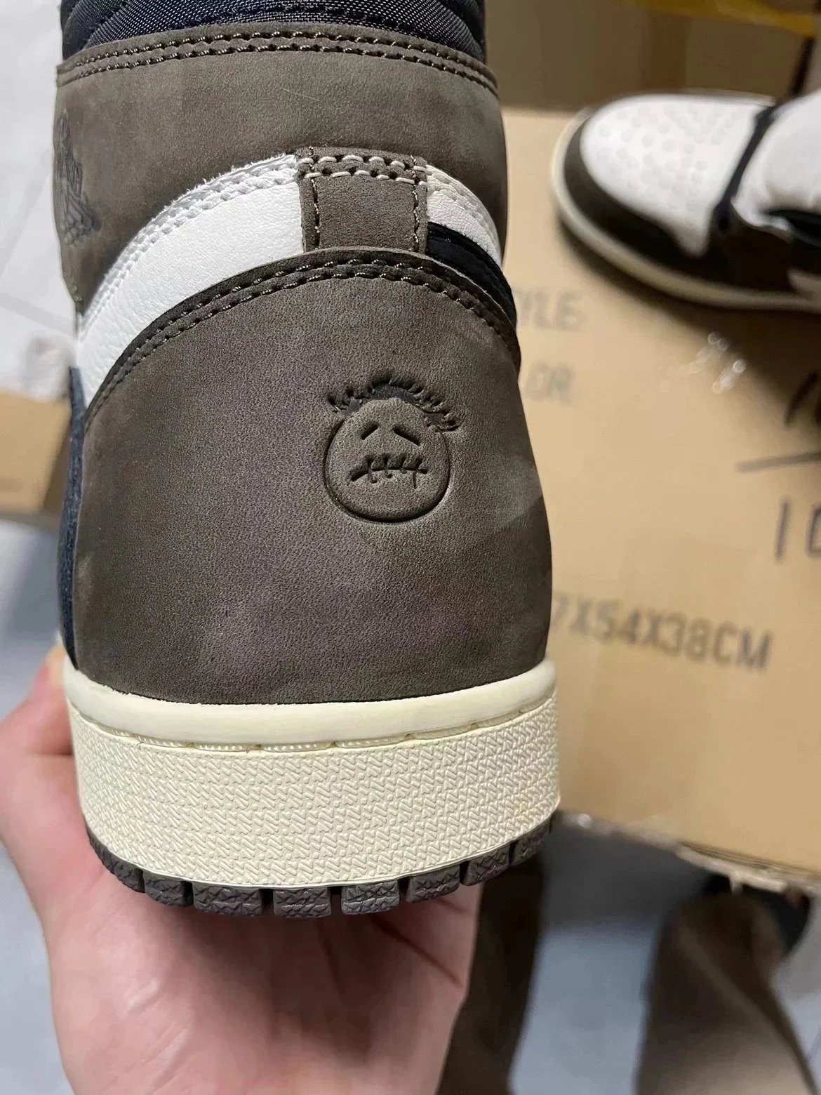 Air Jordan 1 Mocha Grey White Brushstroke High Top Sneakers