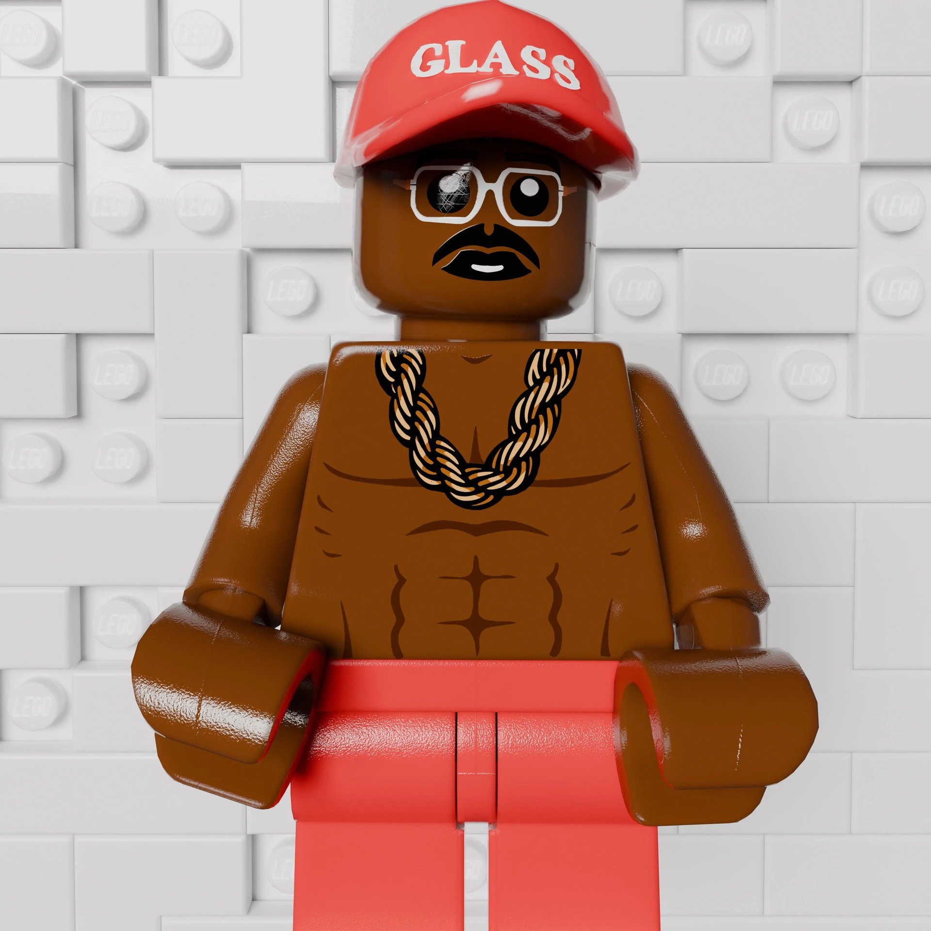 Lego Minifigure Red Cap Brown Skin Hipster Style
