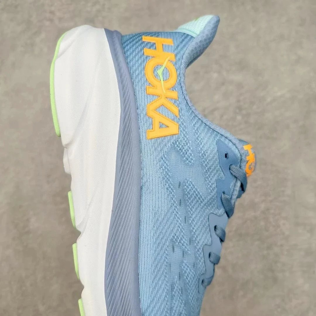 Hoka Clifton 9 Light Blue Neon Yellow Running Shoes