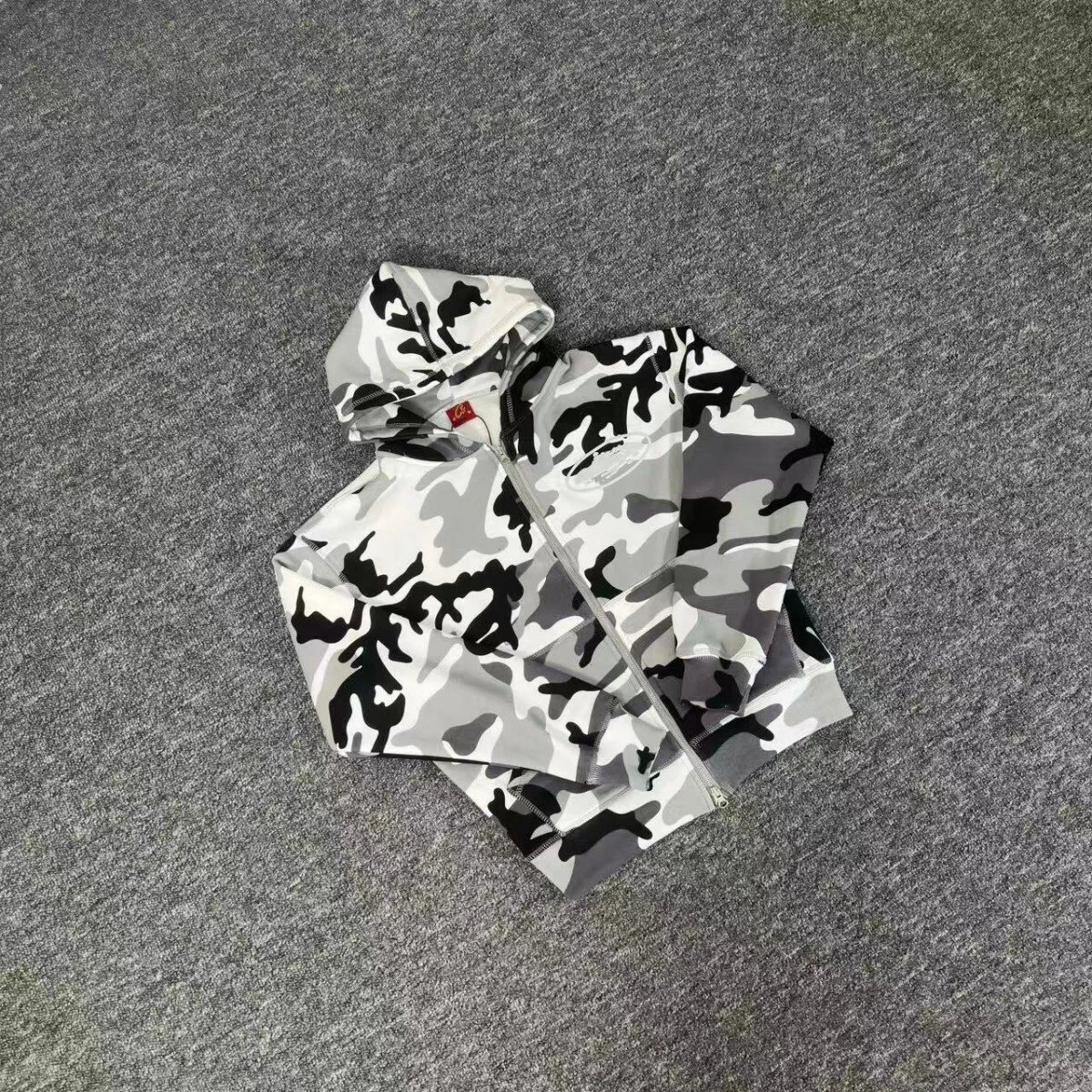 Camouflage Hooded Sweatshirt Gray Black White Urban Streetwear