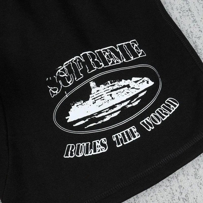 Supreme Rules The World Black Graphic Sweat Shorts