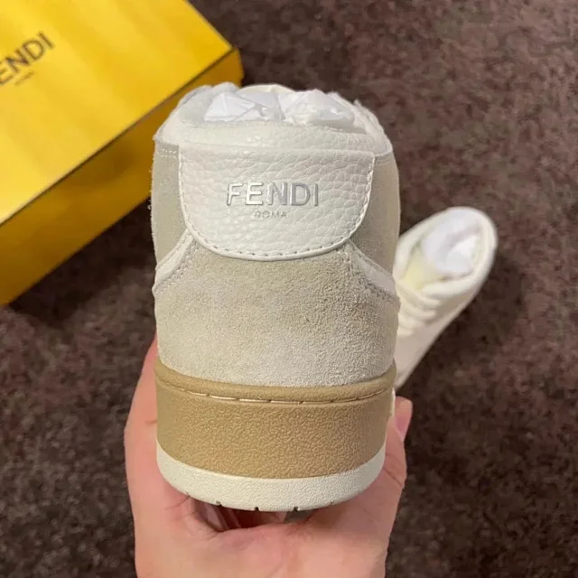 Fendi Sneakers Low-top lace-up leather and suede product detail image 7