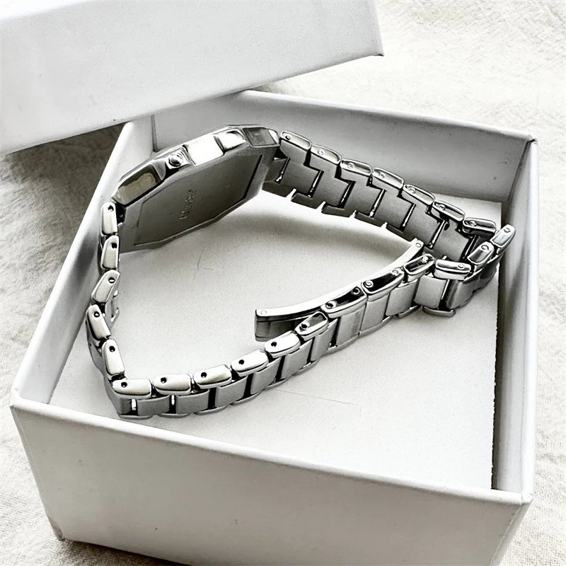 Stainless Steel Octagonal Face Silver Minimalist Watch