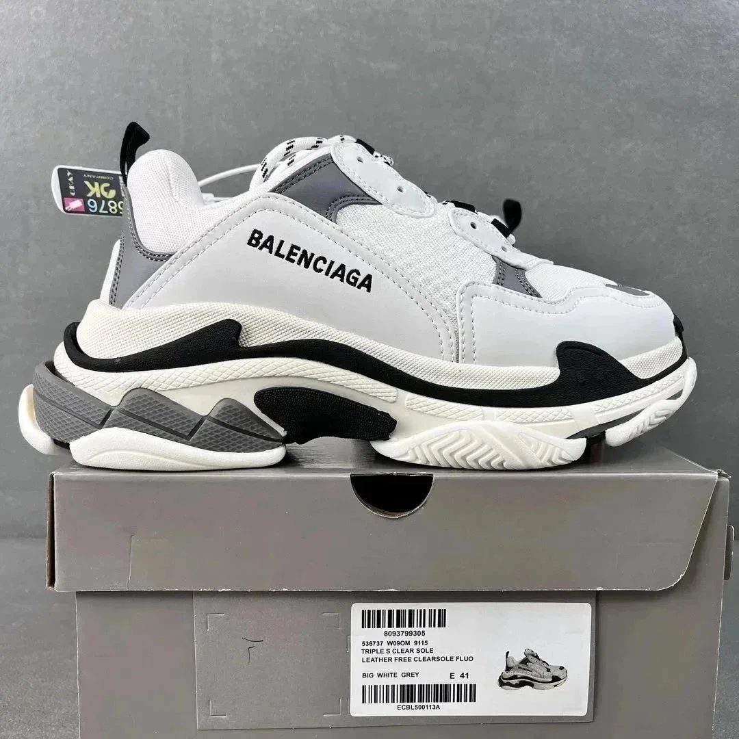 Balenciaga Triple S Big White Grey Chunky Sneakers