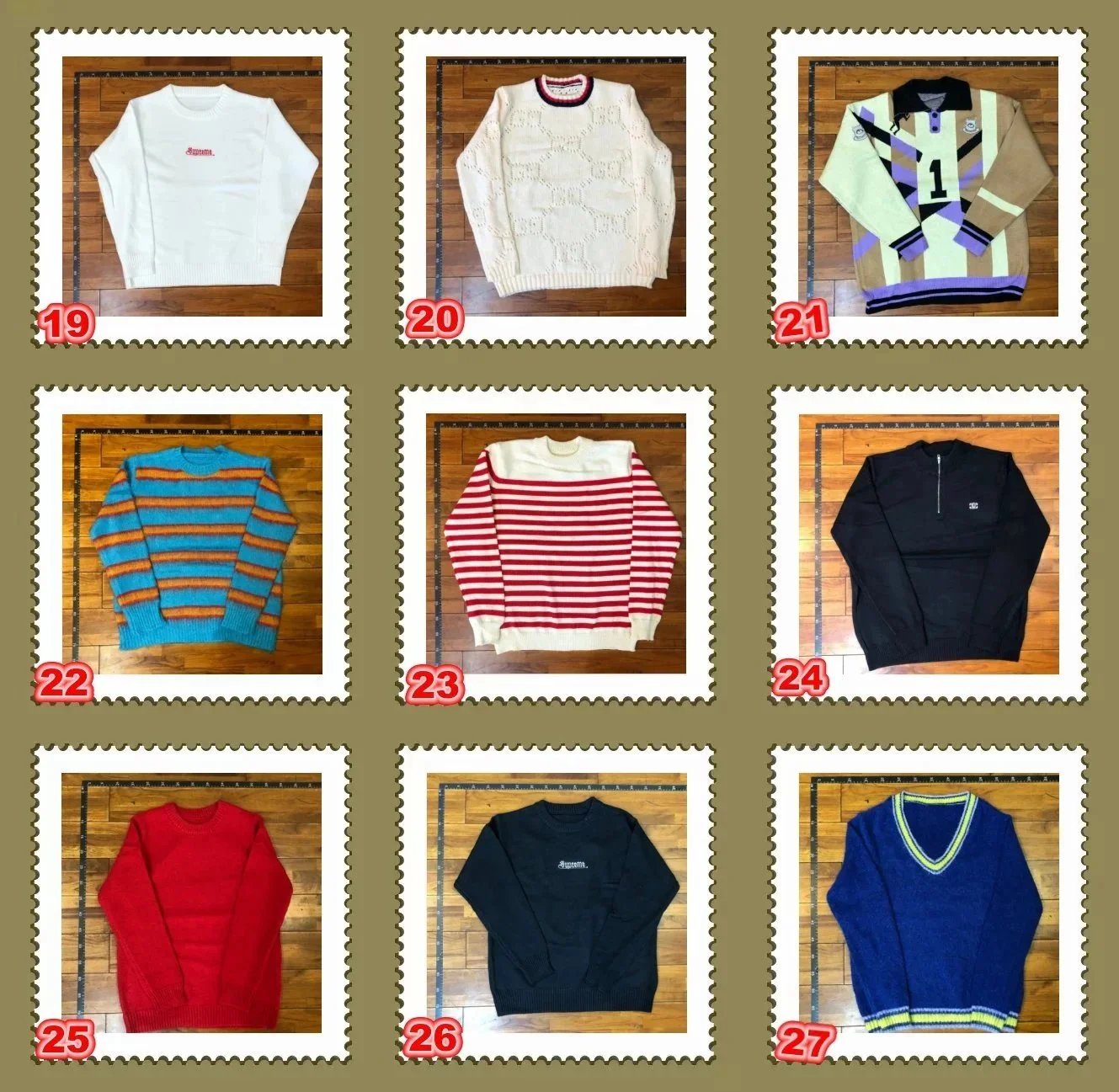Knit Sweater Green White Striped Casual