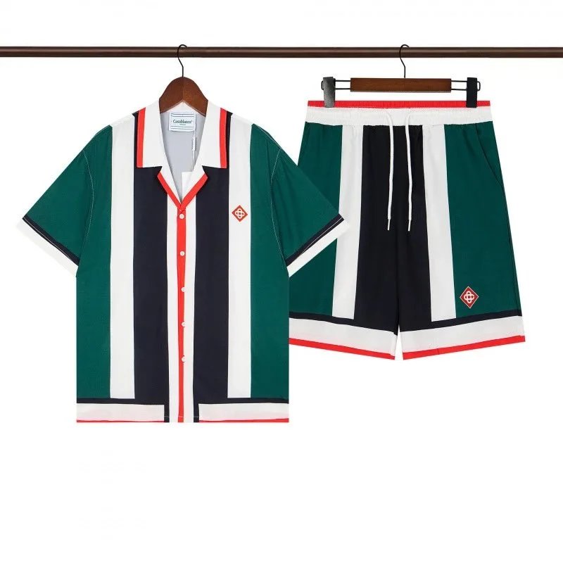 Multicolor Patterned Short Sleeve Shirt And Shorts Set Resort Wear