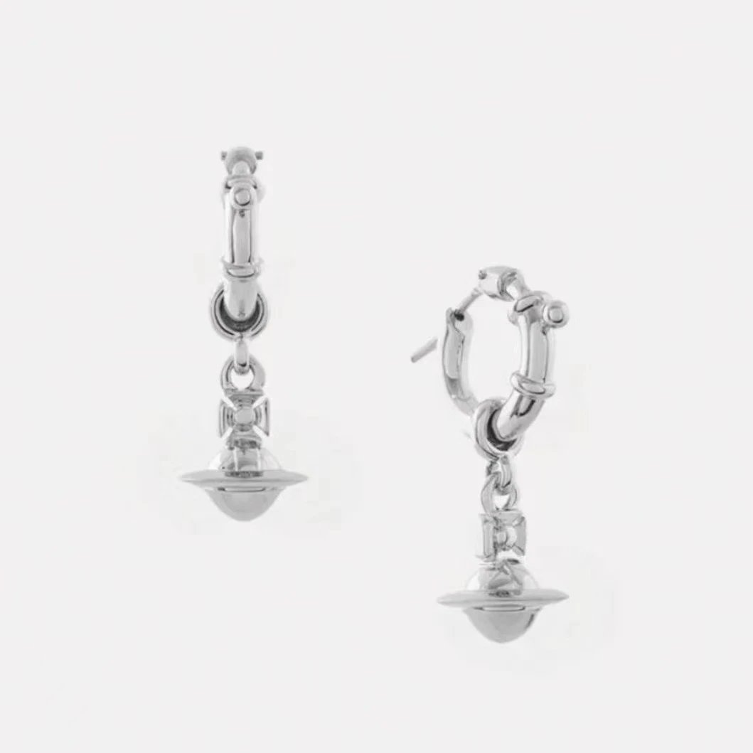 Vivienne Westwood Black Orb Hoop Earrings