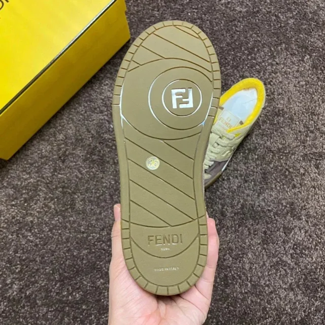 Fendi Sneakers Low-top lace-up leather and suede product detail image 47