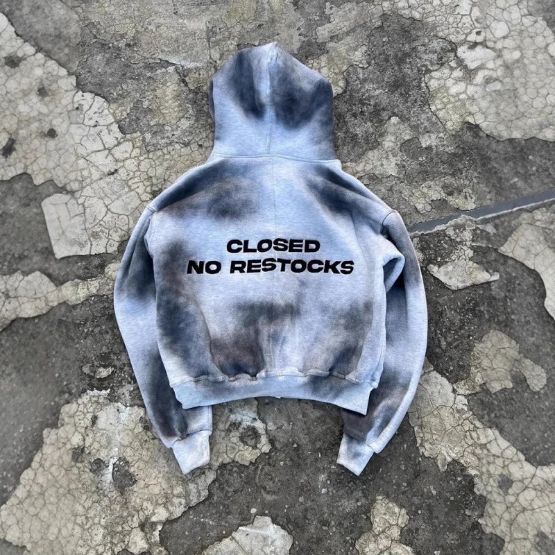 Rogele Distressed Brown Cropped Zip-Up Hoodie