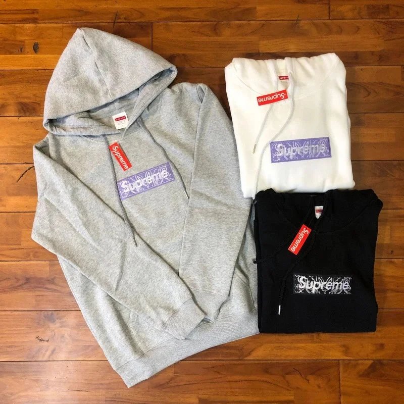 Supreme Box Logo Black Gray White Heather Black Classic Hoodie