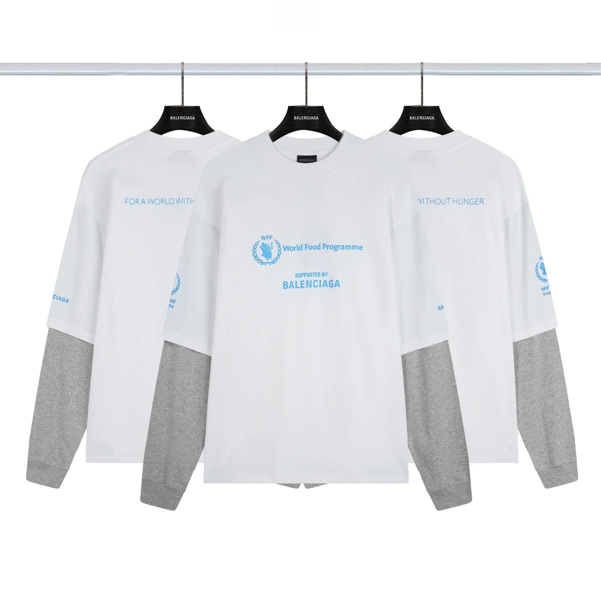 Balenciaga Logo Print Charcoal Grey Streetwear Long Sleeve T-Shirt