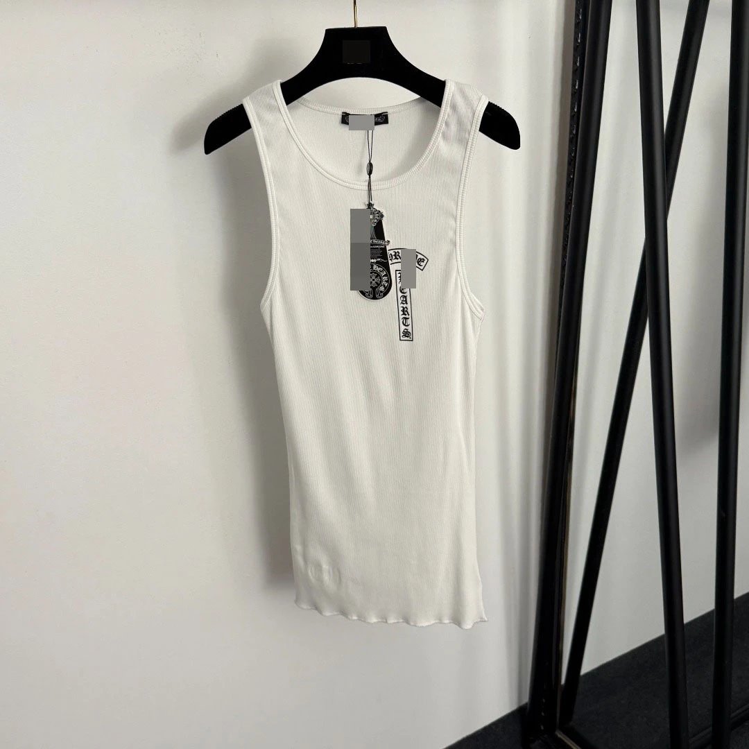 Chrome Hearts Black Ribbed Cross Print Tank Top
