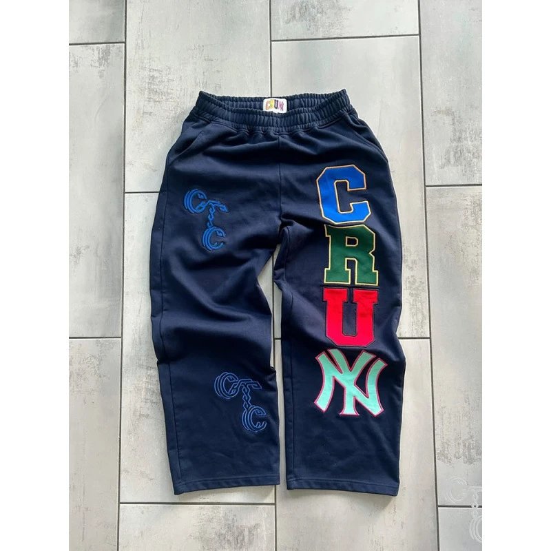 Unbranded Trousers Straight-Leg Graphic Appliqué — Blue (customized)