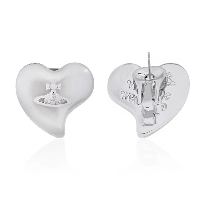 Vivienne Westwood Heart White Pearlized Gold-tone Stud Earrings