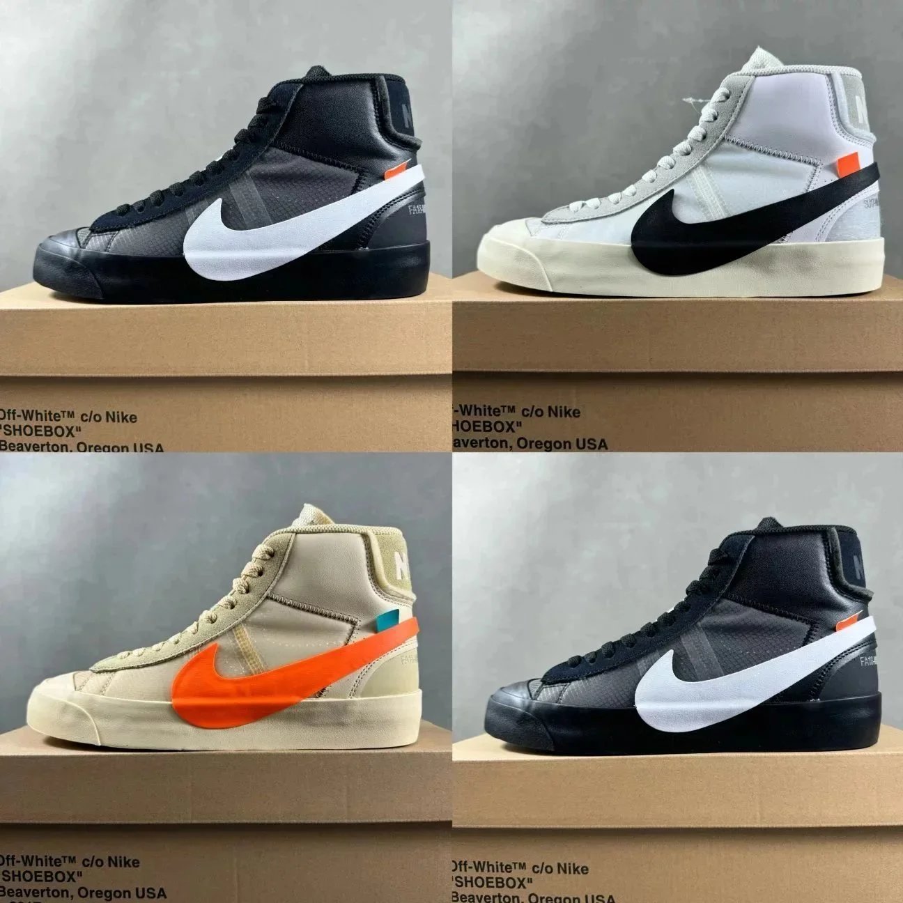 Off-White c/o Nike Blazer Mid White Black Orange Industrial Sneakers