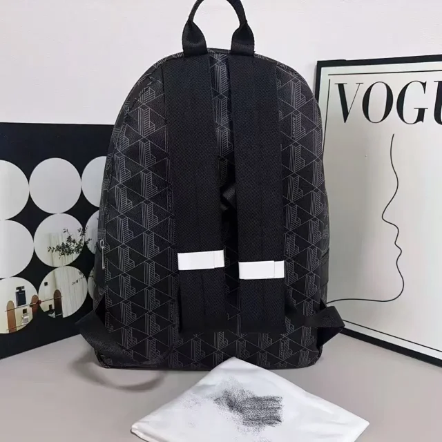 Lacoste Backpacks Geometric Monogram Backpack with Front Zip Pocket product detail image 5