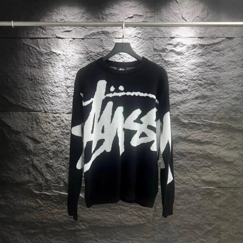 Stussy Spiral Logo Green Cream Navy Crewneck Sweater