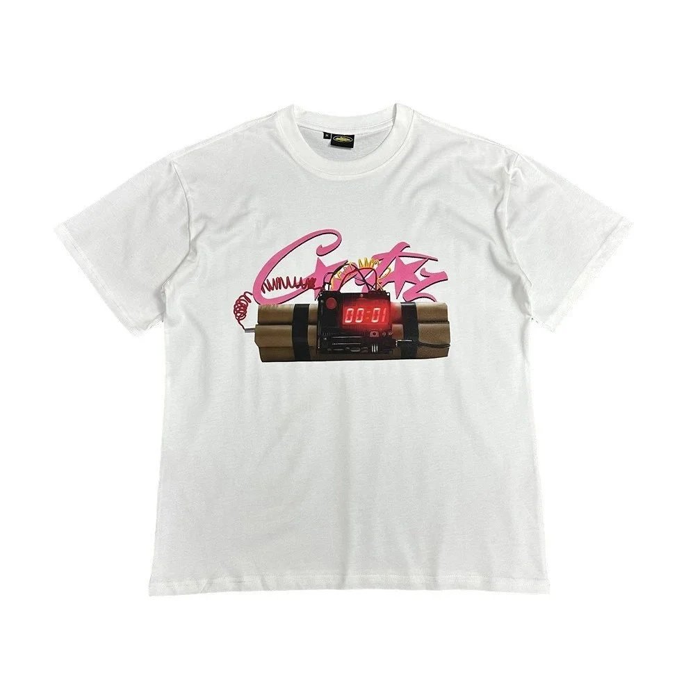 C2H4 Graphic Print White Black Camo Streetwear T-Shirt