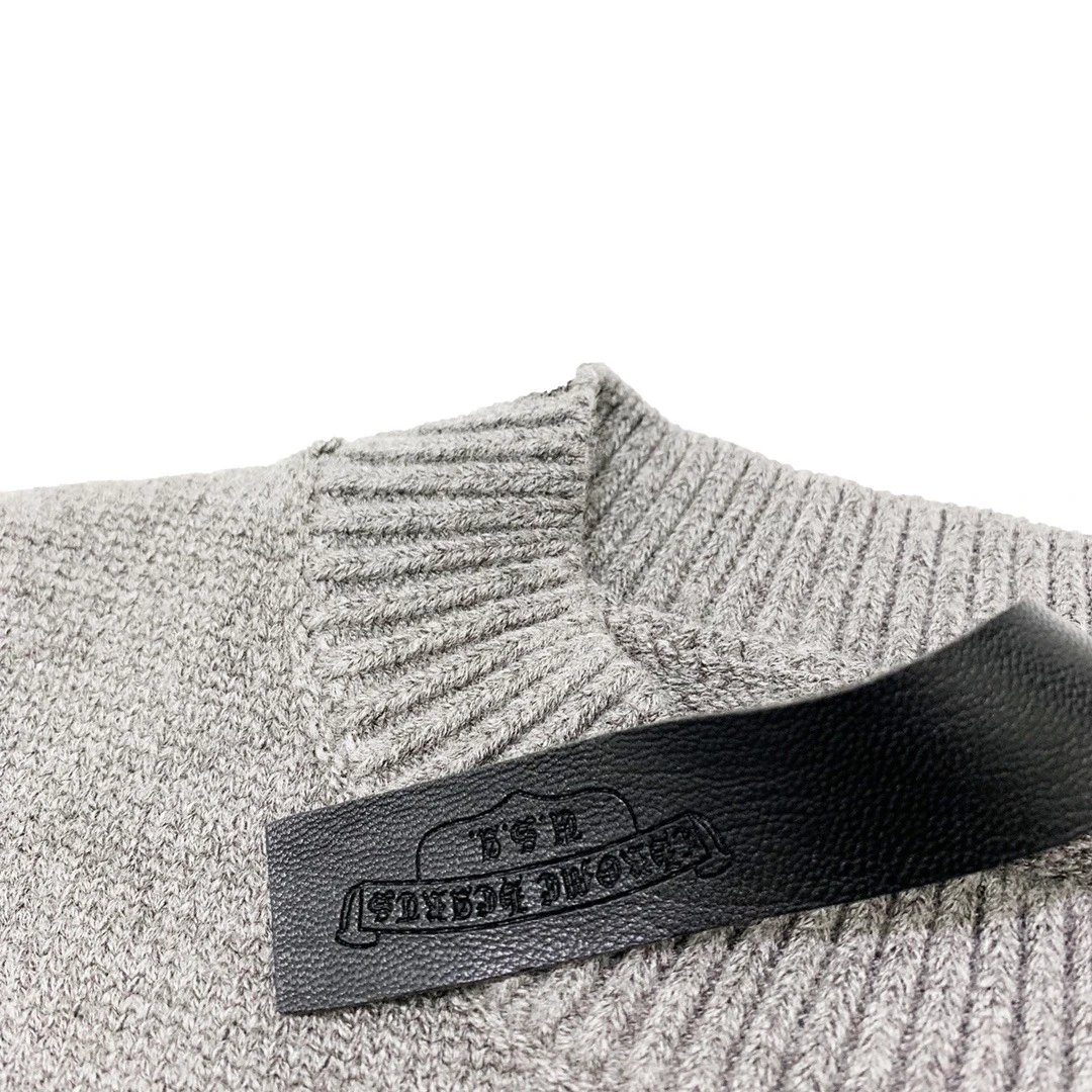 Saint Laurent Gray Knit Sweater With Black Cross Embroidery