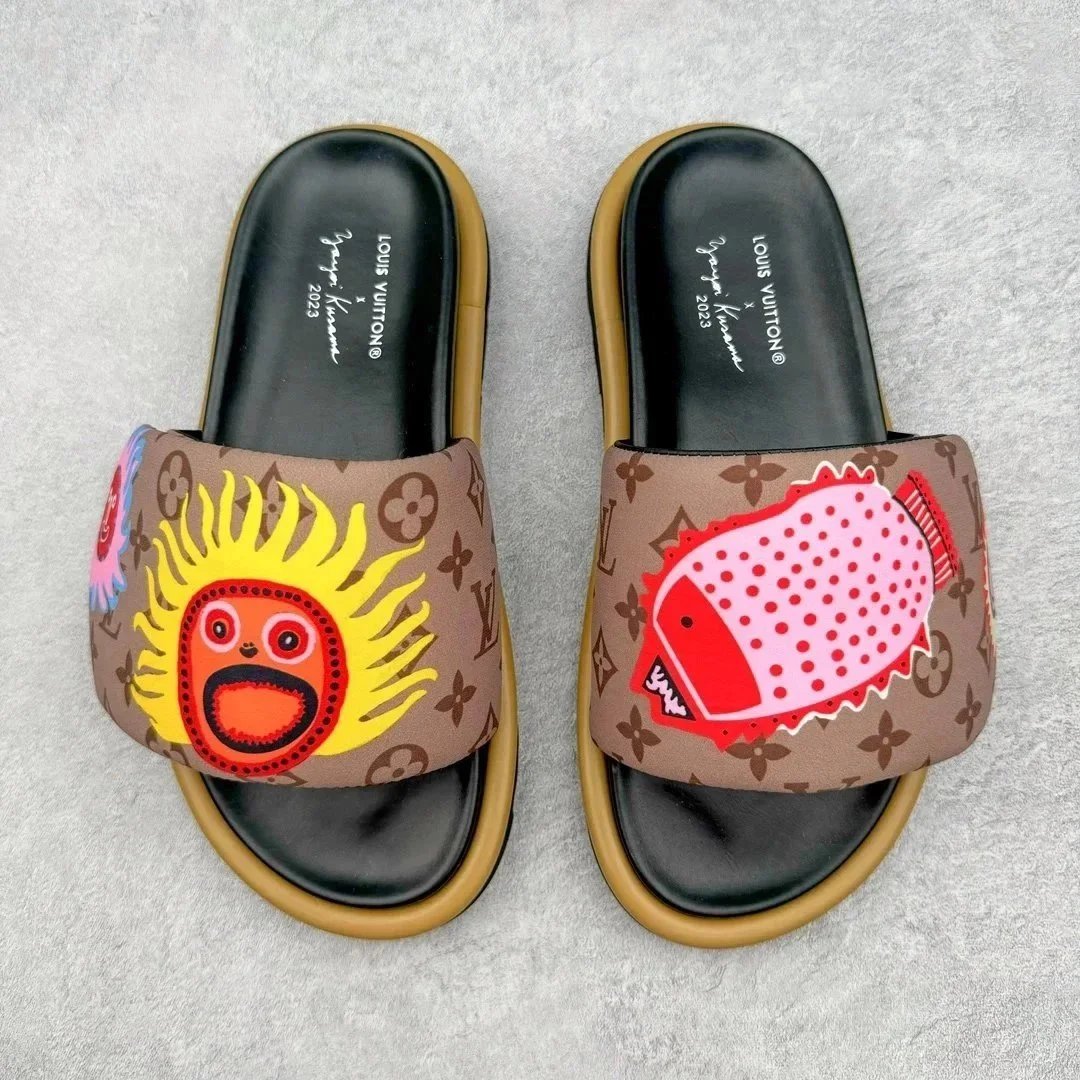Louis Vuitton x Yayoi Kusama Brown Monogram Slide Sandals