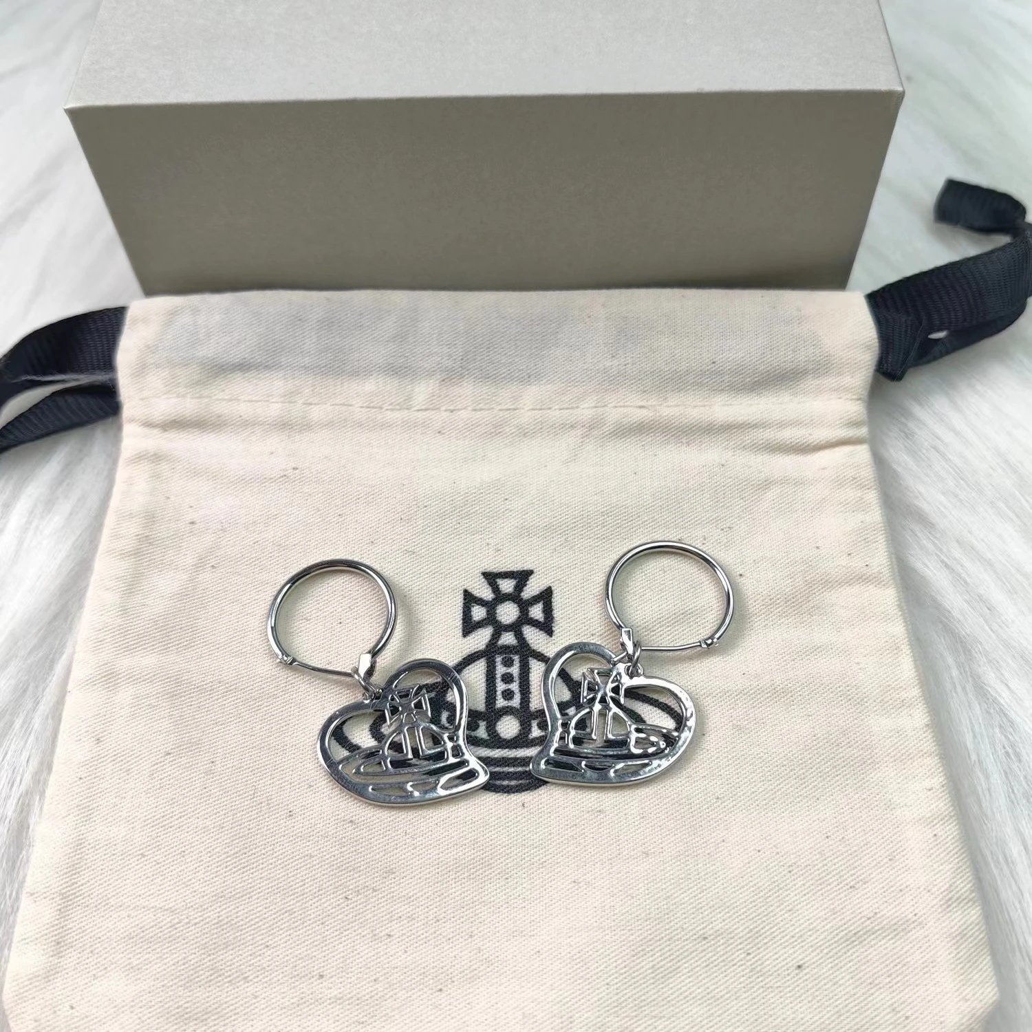 Vivienne Westwood Orb Heart Silver Punk Keychain