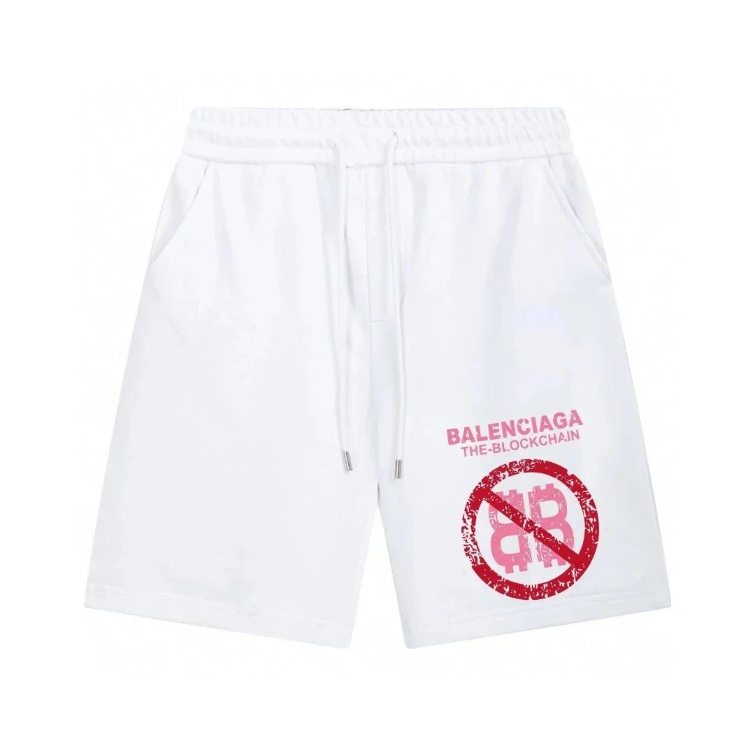 Balenciaga Shorts Elastic-Waist Drawstring Logo-Print — 16