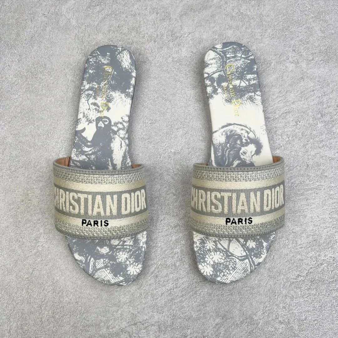 Christian Dior Slide Pink Toile de Jouy Flat Sandals