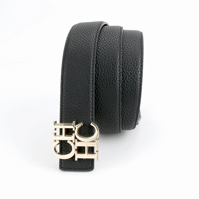 Carolina Herrera Belts CH monogram buckle pebbled belt image 2