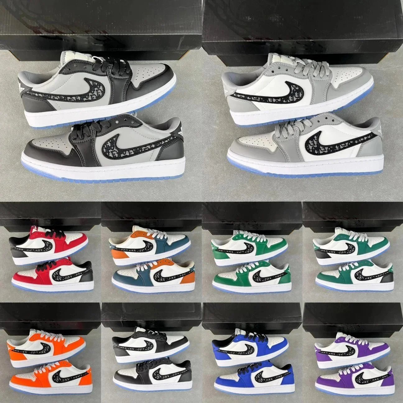 Nike Air Jordan 1 Low Patterned Colorblock Sneakers